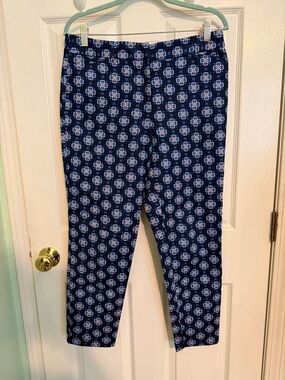 Liz Claiborne Navy Blue Floral Print Trousers NWOT